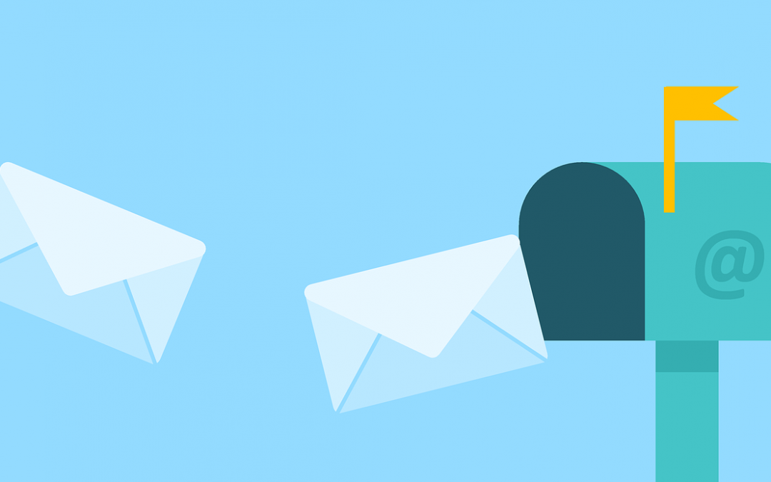 Envelopes flying into an email mailbox