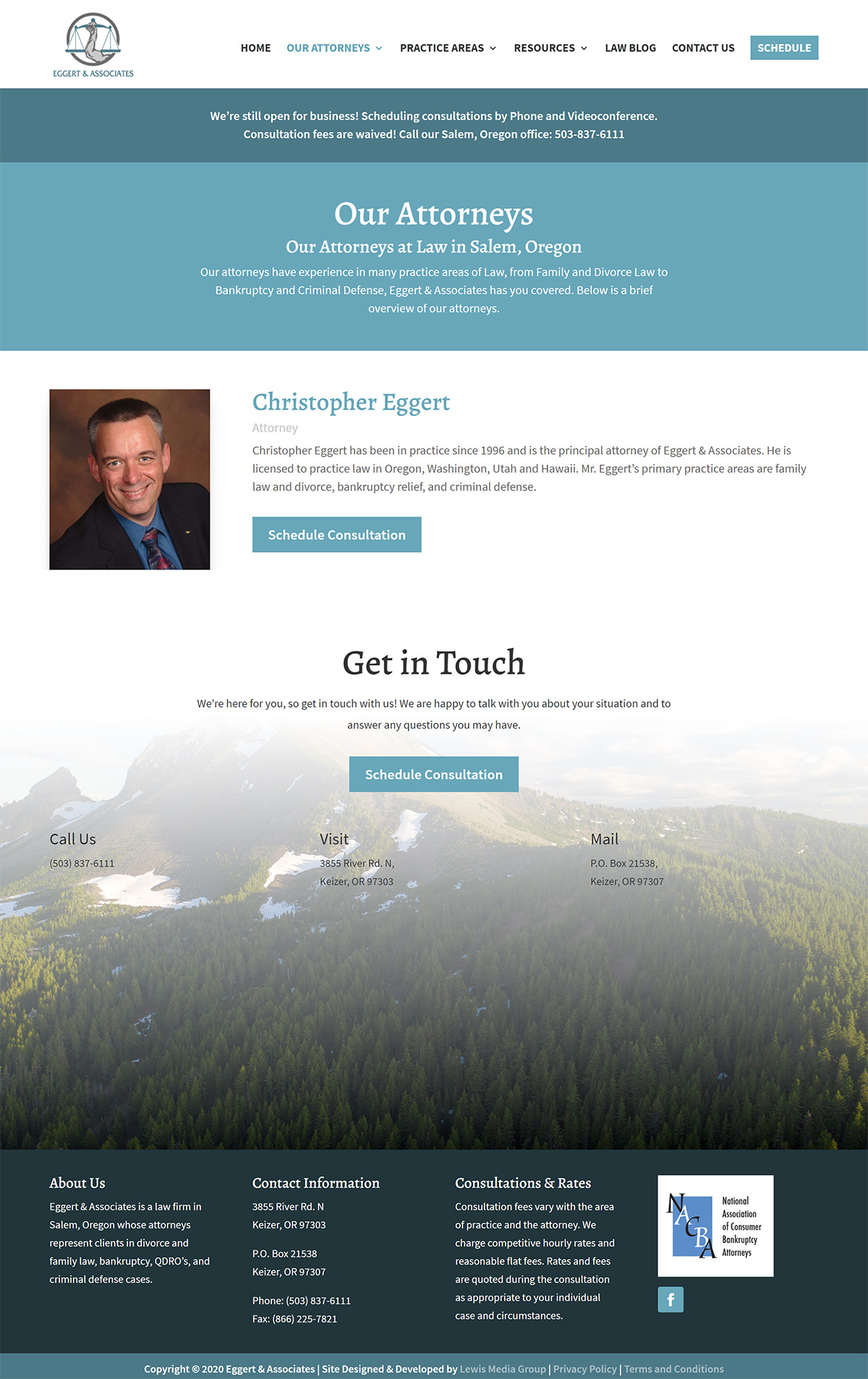 Eggert & Associates Attorneys page after redesign