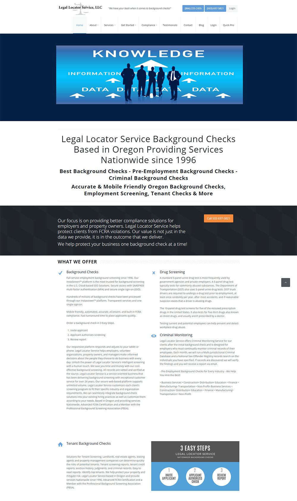 Legal Locator Service First half of home page before redesign