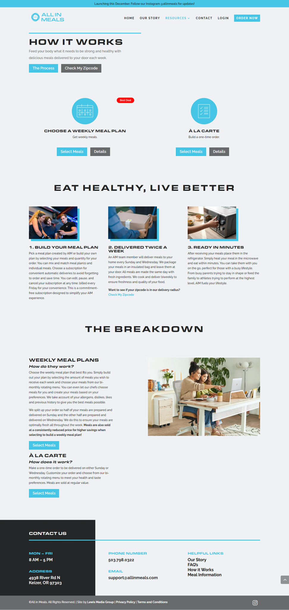 All In Meals How It Works page after design