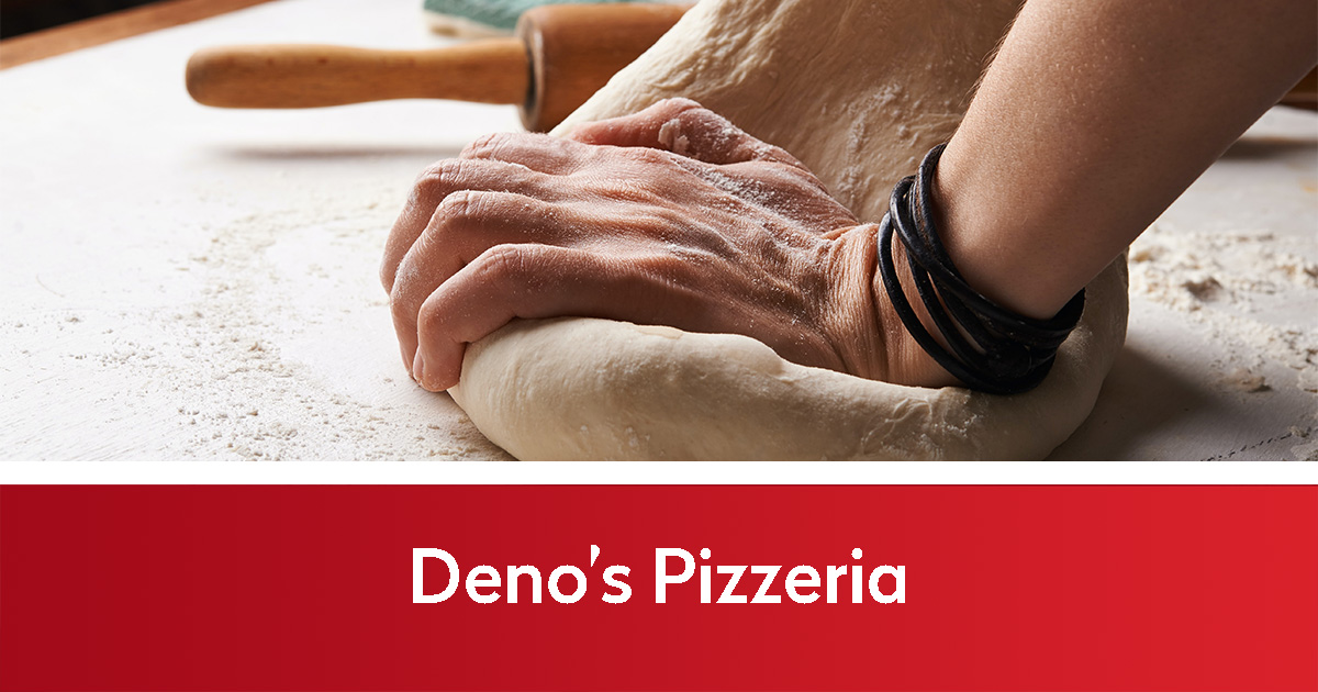 Deno's Pizzeria | Person kneading dough