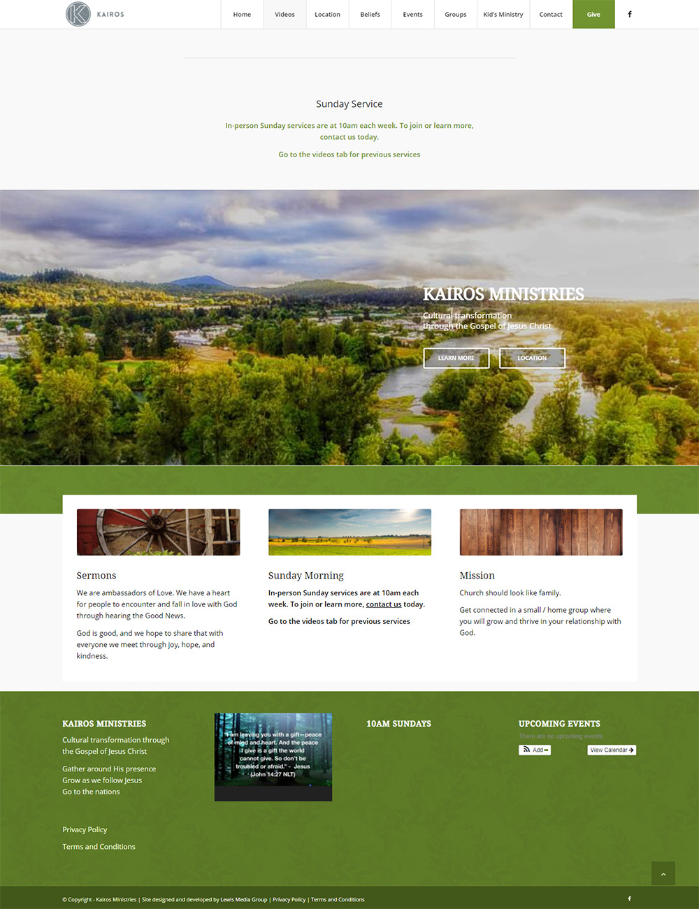 Kairos Ministries Home page before redesign