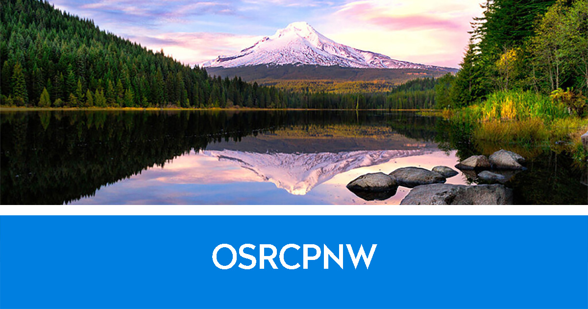 OSRCPNW | Mountain reflected in river bordered by fur trees