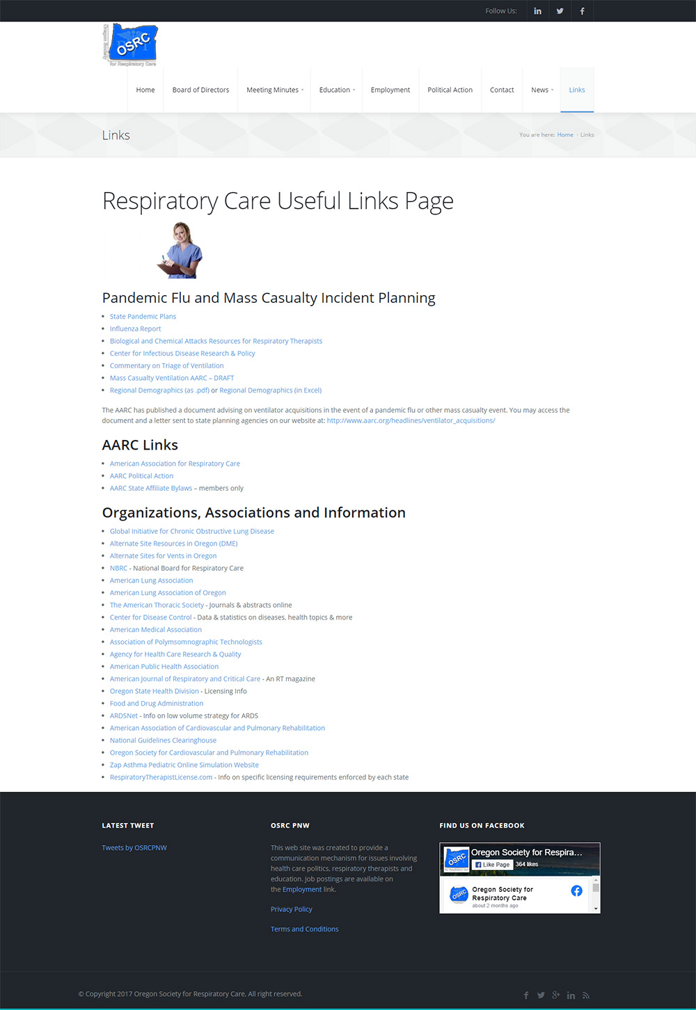 OSRCPNW Links page before redesign